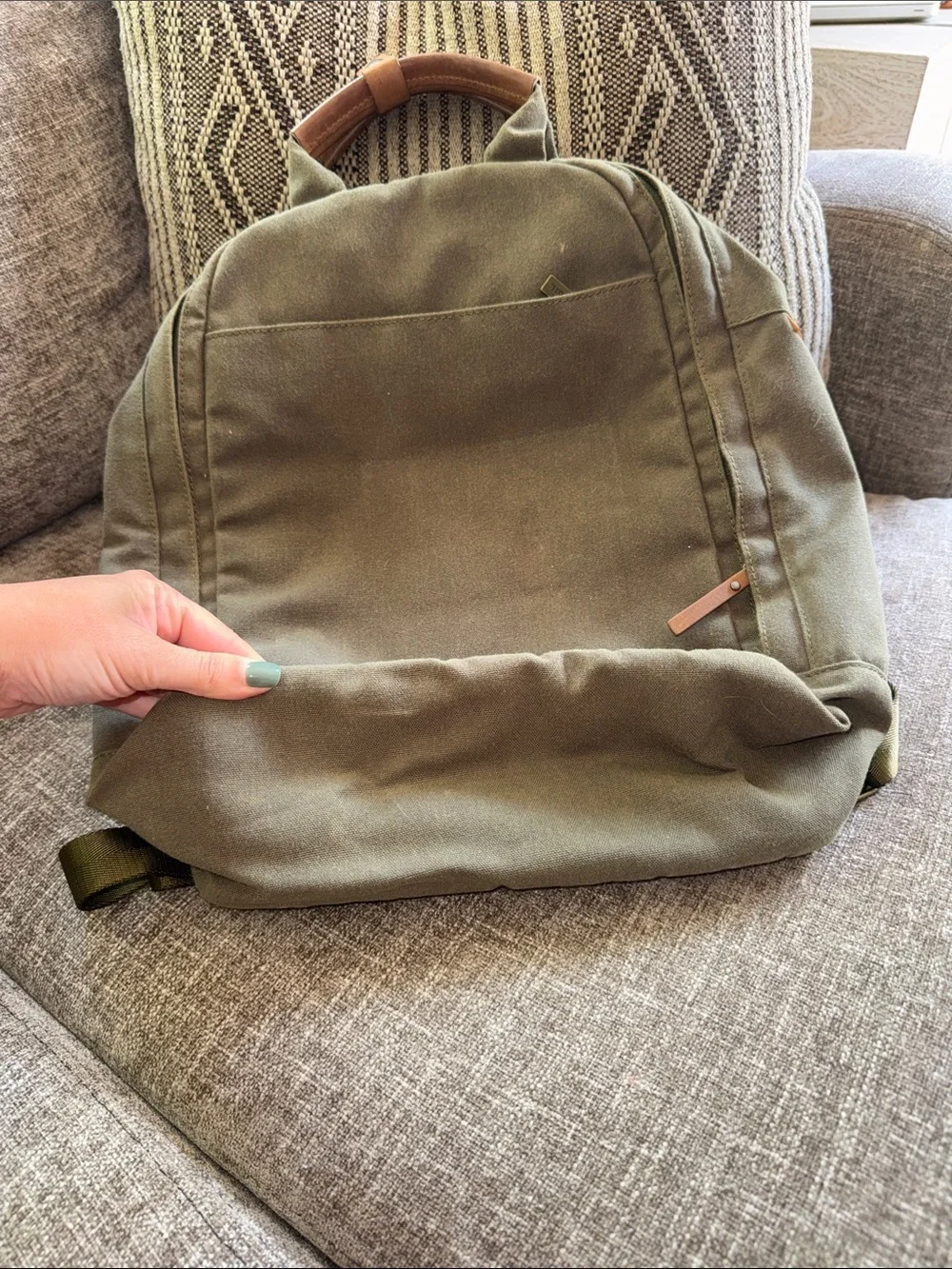 Olive Green Canvas Backpack - Minimal Everyday Carry
